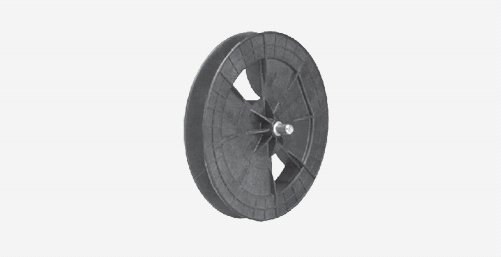 Puleggia in plastica per rullo da Ø 60 perno esterno diametro 12mm, disponibile in vari diametri.